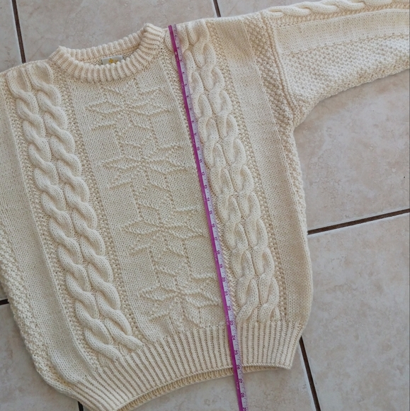 Dale Of Norway Chunky Cable Knit Crewneck Sweater 100% Wool Ivory Ecru - Picture 12 of 15